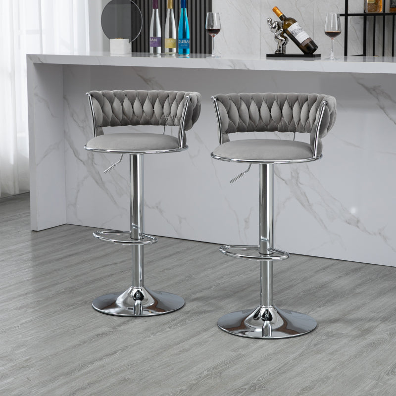 COOLMORE 360 Grad drehbare Barhocker 2 Stück Set höhenverstellbare Stühle mit Fußstütze für Küche, Esszimmer, Insel, Bar, Weinkeller, Büro, Wohnzimmer, Wohnzimmer, Silber, Modern Style, High-End Style