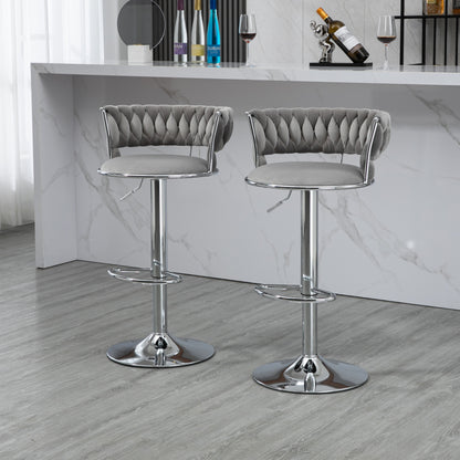 COOLMORE 360 Grad drehbare Barhocker 2 Stück Set höhenverstellbare Stühle mit Fußstütze für Küche, Esszimmer, Insel, Bar, Weinkeller, Büro, Wohnzimmer, Wohnzimmer, Silber, Modern Style, High-End Style
