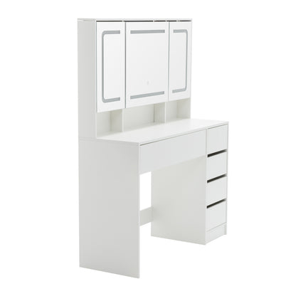 Schminktisch Frisiertisch Kosmetiktisch mit Hocker Beleuchtung Spiegel Weiß