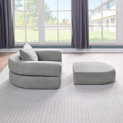 Modulares Sofa-Set Frottee (Terry Cloth), Sektionssofa Minimalistisch, Wohnzimmer Couchgarnitur, Umkehrbar, Light Grey