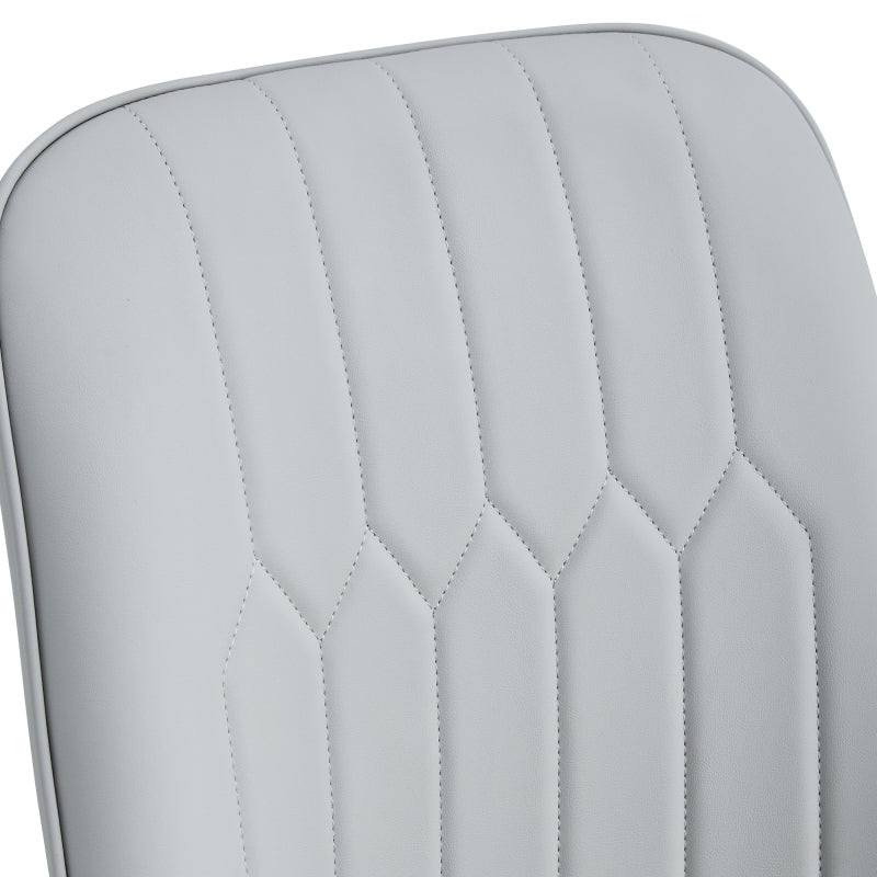 2-Stück-Paket-Stuhl, moderner hellgrauer Essstuhl mit PU-Leder-Rückenpolster und schwarzen Metallbeinen