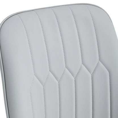 2-Stück-Paket-Stuhl, moderner hellgrauer Essstuhl mit PU-Leder-Rückenpolster und schwarzen Metallbeinen