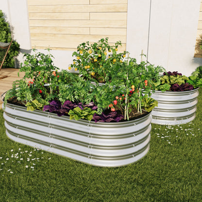 Hochbeet aus Metal Verzinkte Pflanzer erhöhte Gartenbett-Kit, Gartenbetten für im Freien für Gemüse, Blumen und Kräuter, Heavy Duty, rostbeständig, einfache Montage, 2pcs 4x2x1ft