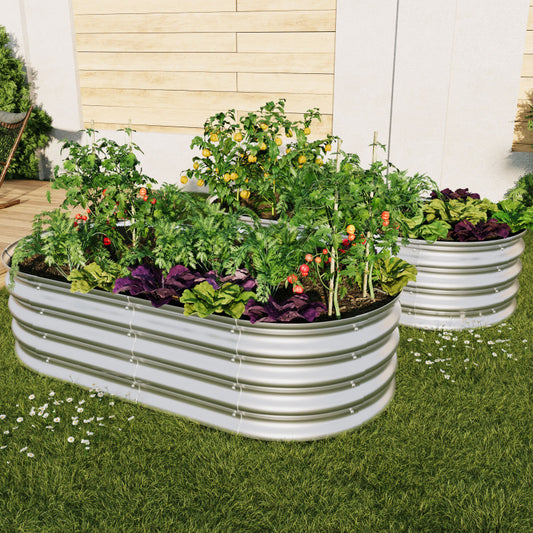 Hochbeet aus Metal Verzinkte Pflanzer erhöhte Gartenbett-Kit, Gartenbetten für im Freien für Gemüse, Blumen und Kräuter, Heavy Duty, rostbeständig, einfache Montage, 2pcs 4x2x1ft