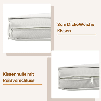 Gartenlounge-Set, Gartenmöbel-Set, Mit Eisenrahmen und grauem Seil, Gartenmöbel aus gewebtem Seil für den Außenbereich, Grau, Zwei Sessel, zwei 2-Sitzer-Sofas und zwei Tische (alle Kissen inklusive)