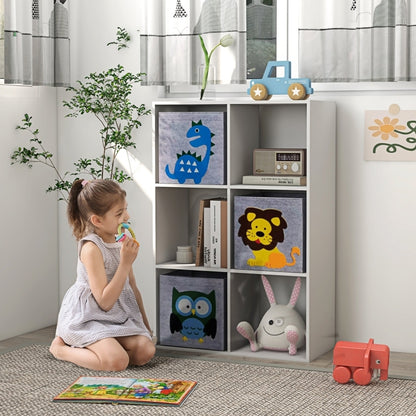 Kinderregal Kinder Bücherregal mit 3 Aufbewahrungsboxen Spielzeugregal Kinderzimmer Regal für Kinderzimmer Weiß+Grau