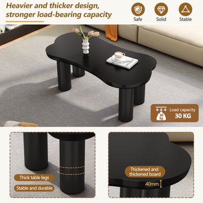 Unregelmäßiger Couchtisch in Knochenform mit 2 kleinen Bänken, großer Couchtisch L 113 cm, B 58 cm, H 40,5 cm, Tischplatte aus MDF und Beine aus PVC mit Filzboden, unregelmäßiger Couchtisch