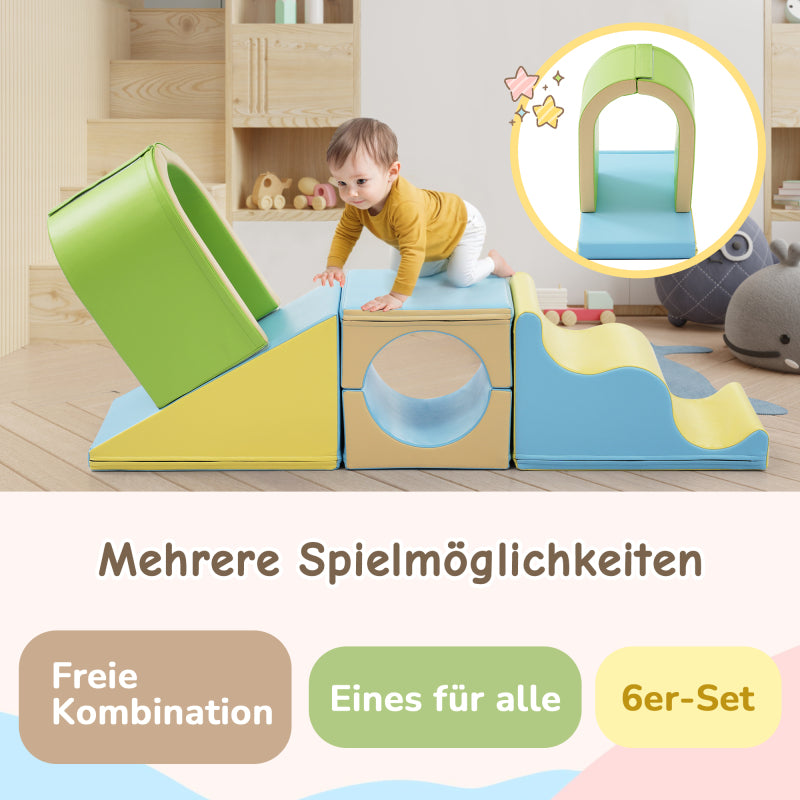 Erlebe Abenteuer mit den Riesigen, Bunten 6-in-1 Schaumstoff-Bausteinen: Kreatives Spielen, Krabbeln durch Bögen und Rutschen