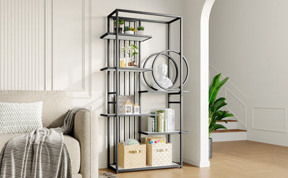 Metallregal im modernen Stil, solides Stahlrohr, geometrische Struktur, mehrstufiges Design, runde Dekoration, geeignet für die Inneneinrichtung
