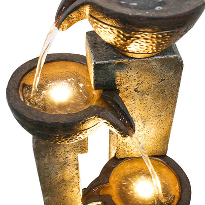 40inches High Pots Outdoor Garden Water Fountain with Warm LED lights