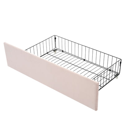 Polsterbett Einzelbett mit Schubladen Stauraumbett Samt Daybett Tagesbett Schlafsofa 90x190cm mit Lattenrost Jugendbett und Erwachsene Kinderbett,Rosa(Ohne Matratze)