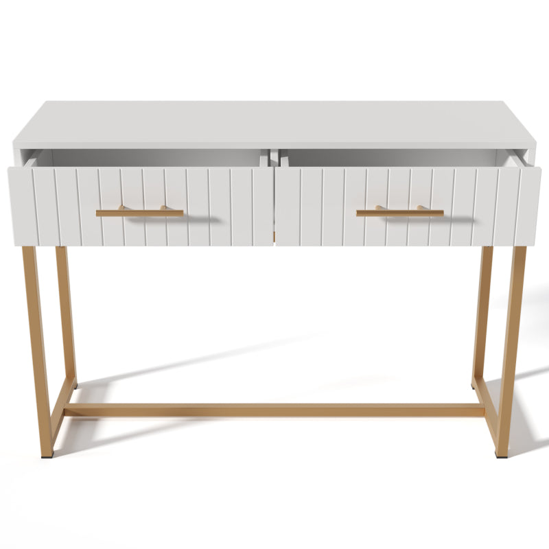 Schminktisch mit 2 Schubladen 75cm Höhe ,Kommode Schlafzimmer Highboard Weiss Sideboard Schubladenkommode Kommode für Schlafzimmer, Weiß -H75/B100/T45 cm