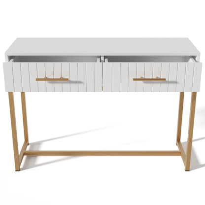 Schminktisch mit 2 Schubladen 75cm Höhe ,Kommode Schlafzimmer Highboard Weiss Sideboard Schubladenkommode Kommode für Schlafzimmer, Weiß -H75/B100/T45 cm