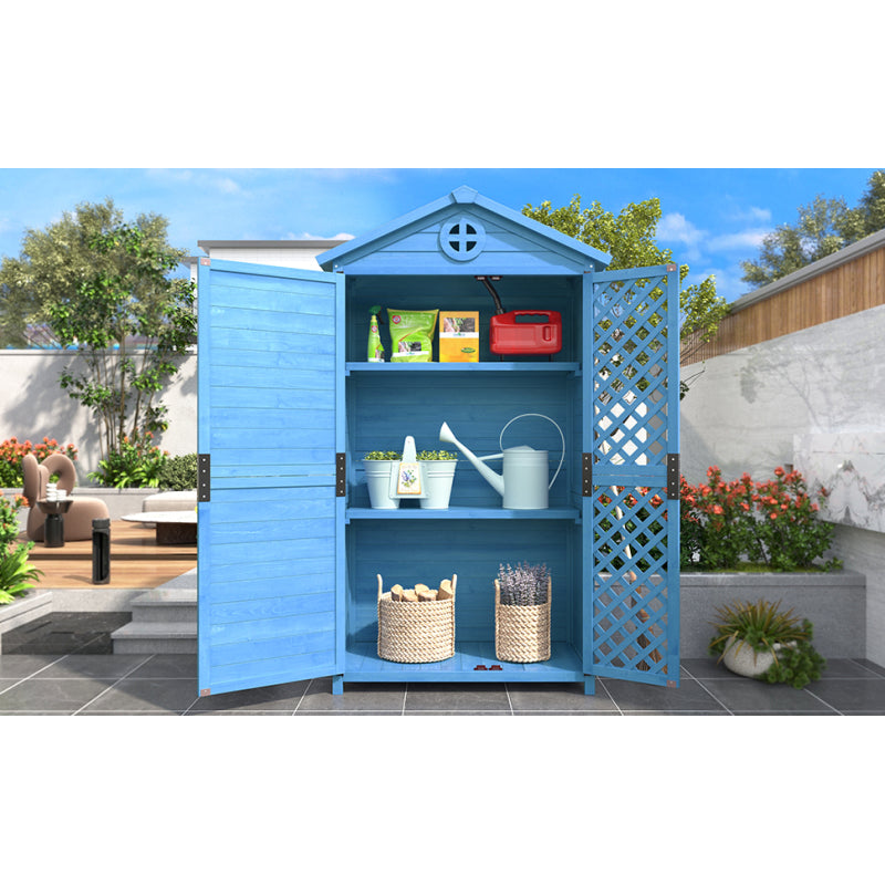 Outdoor Holz Gartenmöbel Aufbewahrungsschuppen, Werkzeughaus für Garten, Terrasse, verblassungsfrei, wetterfest, wartungsfrei, umweltfreundlich, sicher und geschützt, blau