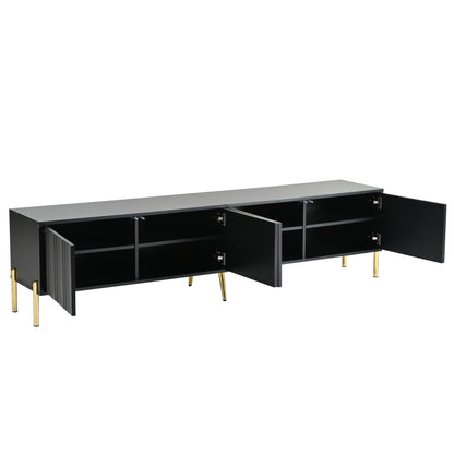Schwarzes TV-Schrank, 190 cm(L) x 38 cm(W) x 48 cm(H), goldene Tischbeine