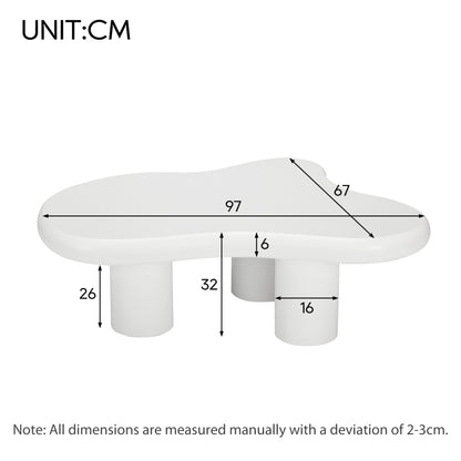Unregelmäßiger Couchtisch in Wolkenform, 97cm Länge, 67cm Breite, 32cm Höhe, MDF mit Filzunterlagen, lackierte Oberfläche,Kreativer Couchtisch