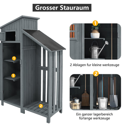 Gerätehaus Gartenschrank Geräteschuppen Geräteschrank, BxT: 124x46 cm,BxTxH:124x46x174cm, auch für kleine Gärten geeignet,Grau, (Holzhütte, 1 St., Gartenhaus)