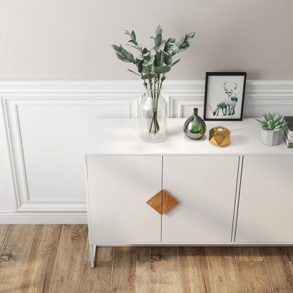 Massivholz-Sideboard mit speziell geformten quadratischem Griff, 4 Türen und doppeltem Stauraum