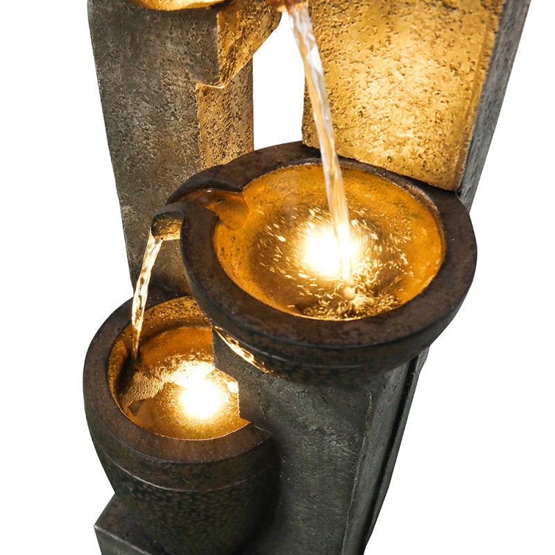 40inches High Pots Outdoor Garden Water Fountain with Warm LED lights
