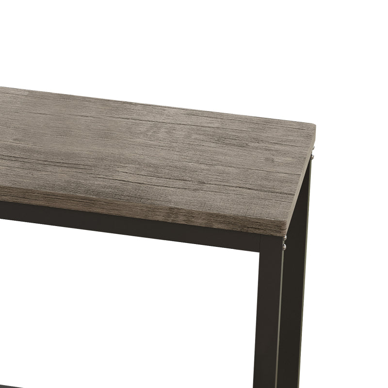 148CM Modern Design Kitchen Dining Table, Pub Table, Long Dining Table Set with 3 Stools;Modernes Design Küche Esstisch, Kneipentisch, Langer Esstisch Set mit 3 Hockern, Einfache Montage, Braun Grau