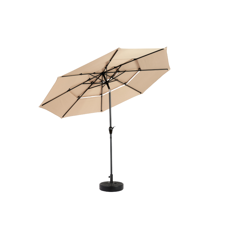 14.8 Ft Double Sided Outdoor Umbrella Rectangular Large with Crank(khaki)(No Base)