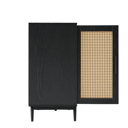 Sideboard mit Glastüren aus Rattan, halbrunde Tür, hochwertige Aufbewahrungsmöbel