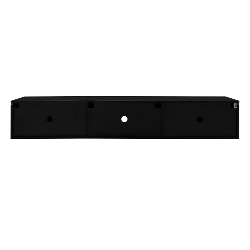 Schwarz-weißer TV-Schrank, 180 cm lang, Hochglanzoberfläche, mit 16-farbiger LED-Beleuchtung, wandmontierbar