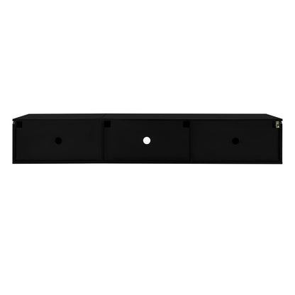 Schwarz-weißer TV-Schrank, 180 cm lang, Hochglanzoberfläche, mit 16-farbiger LED-Beleuchtung, wandmontierbar