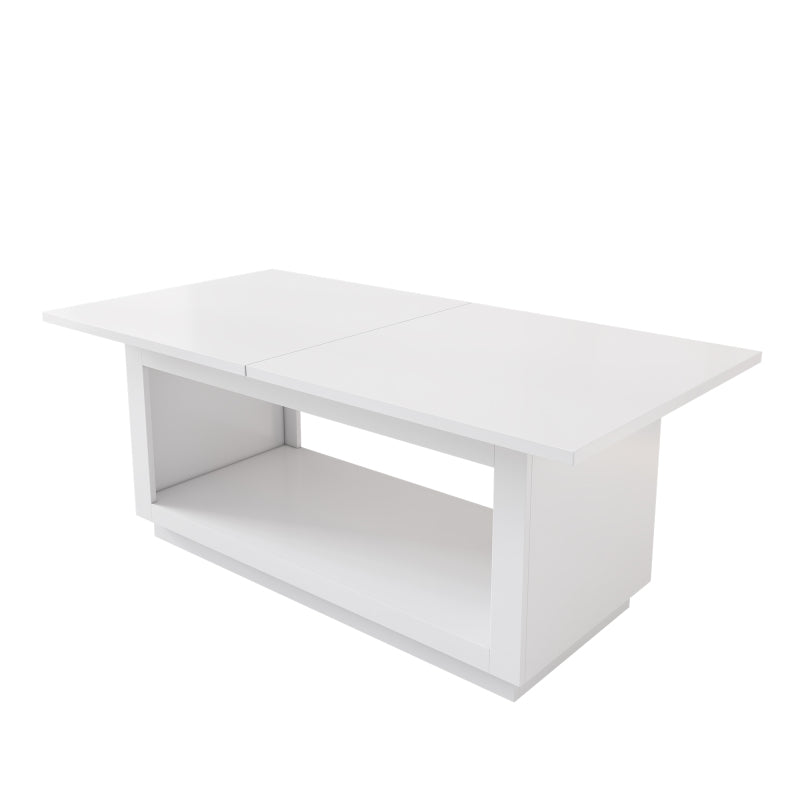 Ausziehbarer Esstisch, quadratischer Esstisch, Couchtisch, Länge 140/180 x Breite 70 x Höhe 76,5 cm, moderner einfacher Esstisch, weiß