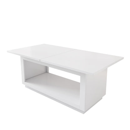 Ausziehbarer Esstisch, quadratischer Esstisch, Couchtisch, Länge 140/180 x Breite 70 x Höhe 76,5 cm, moderner einfacher Esstisch, weiß