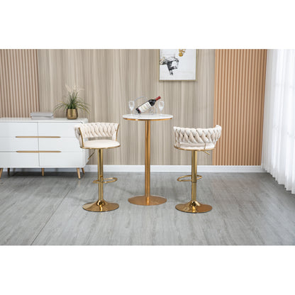 old sku:W1880109463,Samt 360° drehbarer Barhocker 2-teiliges Set, Handgefertigte Rückenlehne Ein-Knopf verstellbarer Höhe Barhocker, Sehr weicher gepolsterter Küche Esszimmerstuhl, Kücheninsel