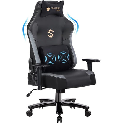Gaming Stuhl mit Massagefunktion Racing Gamer Stuhl mit Massage Lendenwirbelstütze Gaming Sessel 180KG Belastbarkeit 55 * 52cm großes Kissen Verstellbare Armlehne 3D