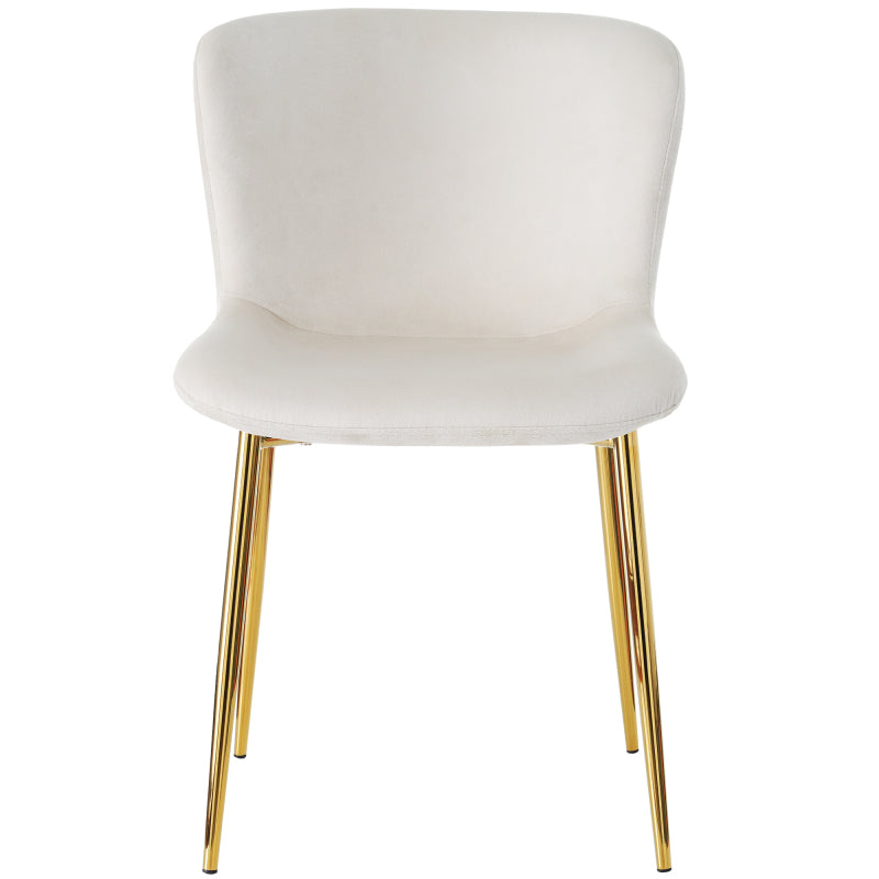 Esszimmerstuhl aus Samt, 2er-set, Loungesessel mit vier Metallfüßen, Beige