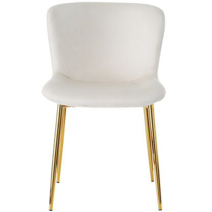 Esszimmerstuhl aus Samt, 2er-set, Loungesessel mit vier Metallfüßen, Beige