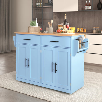 Servierwagen mit klappbarer Tischplatte, 120x46(70)x91 cm, Blau, mit Rollen und austauschbaren Holzbeinen, ideal für Küche und Esszimmer