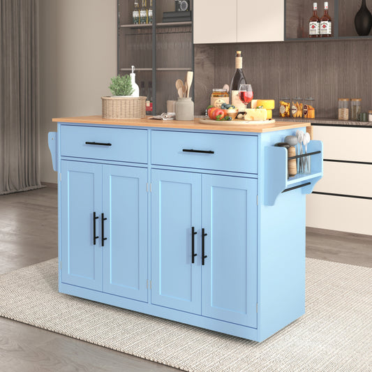 Servierwagen mit klappbarer Tischplatte, 120x46(70)x91 cm, Blau, mit Rollen und austauschbaren Holzbeinen, ideal für Küche und Esszimmer