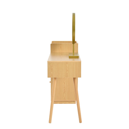Schminktisch-Set, Kosmetiktisch mit LED-Spiegel und 3-Farbiger Beleuchtung, Schminktisch aus Holz für Schlafzimmerstudio - Maße: B120/H90/T40 cm(ohne Hocker) (Old sku: RN3198724AAA)
