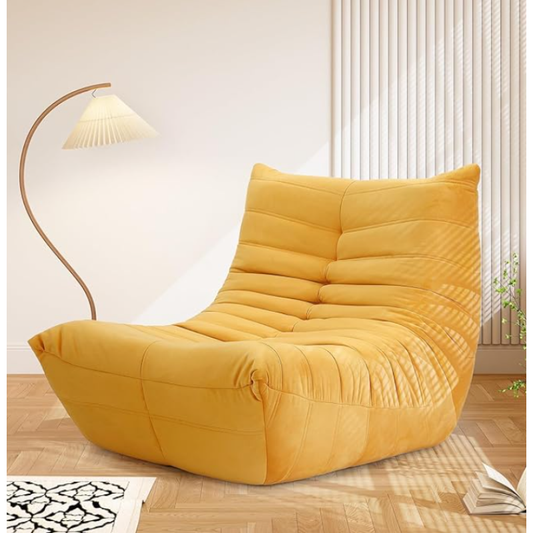Lounge-Sofa für kleine Räume, Bodensofa Lazy Sofa mit Memory-Schaum, Cloud Couch aus Wildlederimitat - kleines Sofa für Schlafzimmer und Wohnzimmer,Ingwer