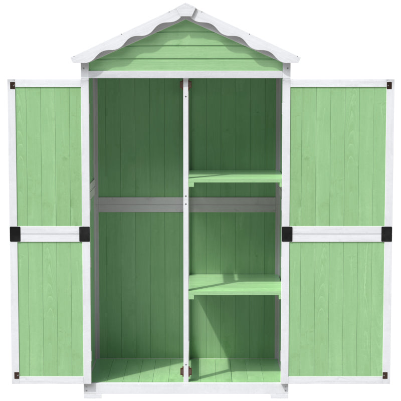 Outdoor Holz Gartenmöbel Aufbewahrungsschuppen, Werkzeughaus für Garten, Terrasse, verblassungsfrei, wetterfest, sicher und geschützt, wartungsfrei, umweltfreundlich, grün