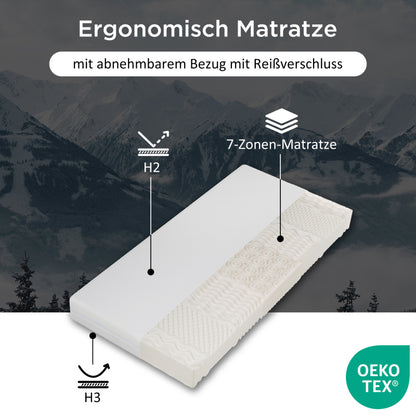 Kaltschaummatratze, 90x200, 7 Zonen Komfortschaummatratze, 20 cm hoch, H3,H2, Ergonomische Kaltschaummatratze mit Griffe