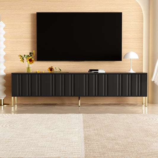 Schwarzes TV-Schrank, 190 cm(L) x 38 cm(W) x 48 cm(H), goldene Tischbeine