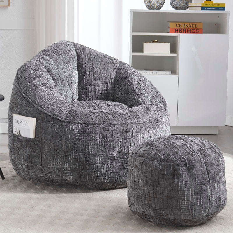 Sitzsack Sofa Stuhl für Erwachsene mit Fußstütze, Grau