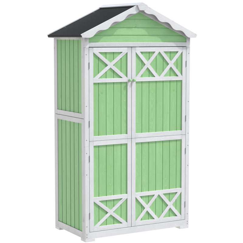 Outdoor Holz Gartenmöbel Aufbewahrungsschuppen, Werkzeughaus für Garten, Terrasse, verblassungsfrei, wetterfest, sicher und geschützt, wartungsfrei, umweltfreundlich, grün