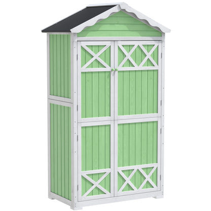Outdoor Holz Gartenmöbel Aufbewahrungsschuppen, Werkzeughaus für Garten, Terrasse, verblassungsfrei, wetterfest, sicher und geschützt, wartungsfrei, umweltfreundlich, grün