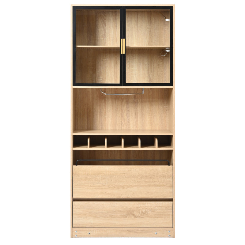 Badezimmerschrank,Spirituosenschrank,Vitrine Vitrinenschrank mit Glastüren und Beleuchtung 180 CM