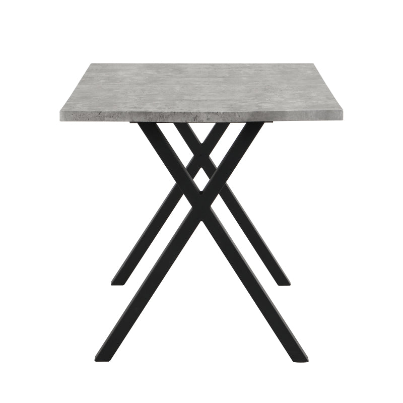 Moderner, einfacher Esstisch aus Schmiedeeisen, L140*B80*H76cm, Betonoptik+schwarz
