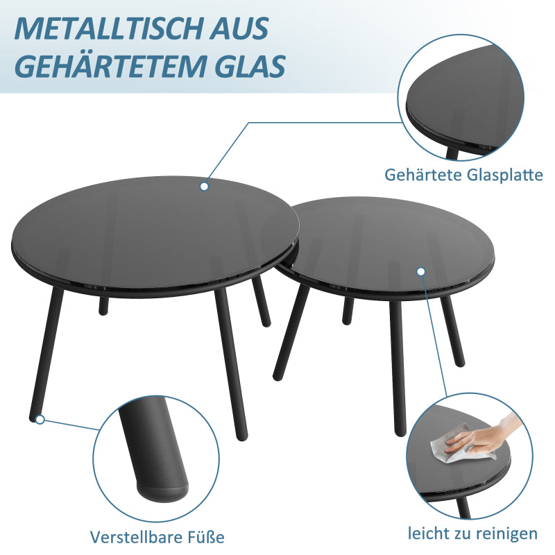Garten-Lounge-Set, Gartenmöbel-Set aus Seil, Modernes Outdoor-Sofa-Set, graues Seil, Tischplatte aus glattem Glas, inklusive aller Sitz- und Rückenkissen,Loungemöbel, Balkonset , Garten & Terrasse