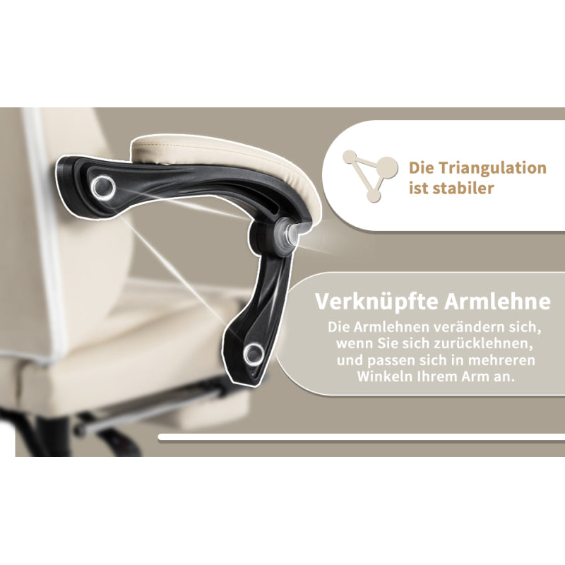 Gaming Stuhl Computerstuhl Ergonomischer Gaming Chair mit Fußstütze Bürostuhl Ergonomischer Computerstuhl mit Lendenwirbelstütze Beige