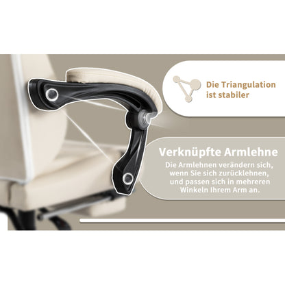 Gaming Stuhl Computerstuhl Ergonomischer Gaming Chair mit Fußstütze Bürostuhl Ergonomischer Computerstuhl mit Lendenwirbelstütze Beige