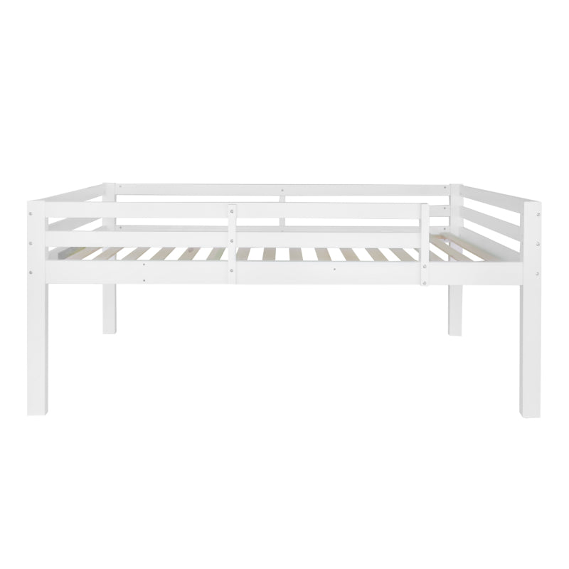 Etagenbett für Kinder, Kinderbett mit dreistufiger Winkelleiter und Absturzsicherung, Bett aufgeteilt in 2 Einzelbetten, Jugendbett, Einzelbett, Rahmen aus Kiefer, Weiß, 90x200cm